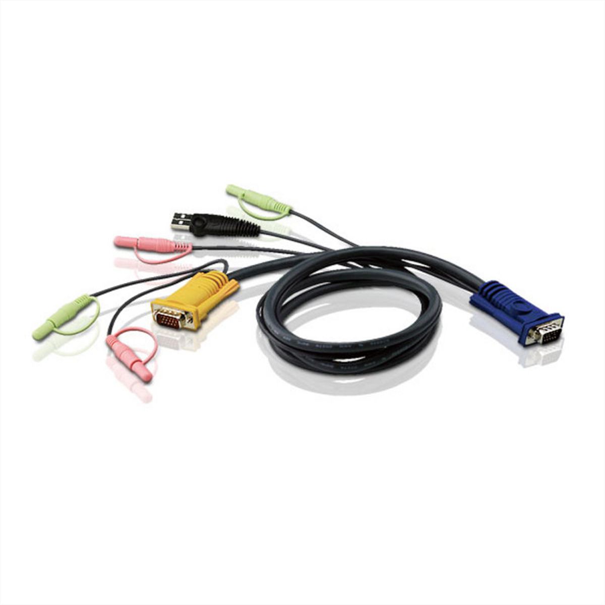 ATEN 2L-5302U Câble KVM VGA, USB et Audio, noir, 1,8 m