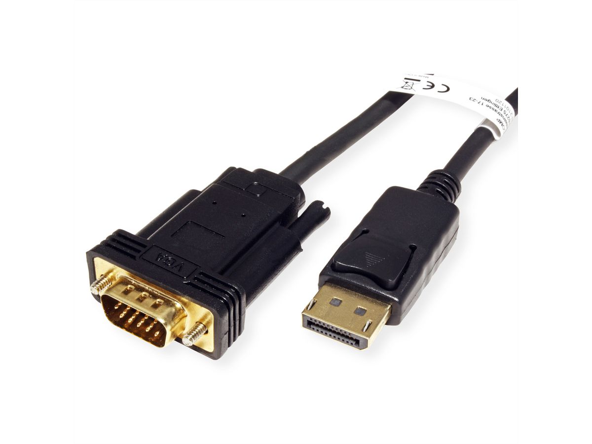 ROLINE Câble DisplayPort-VGA, DP M - VGA M, noir, 1 m