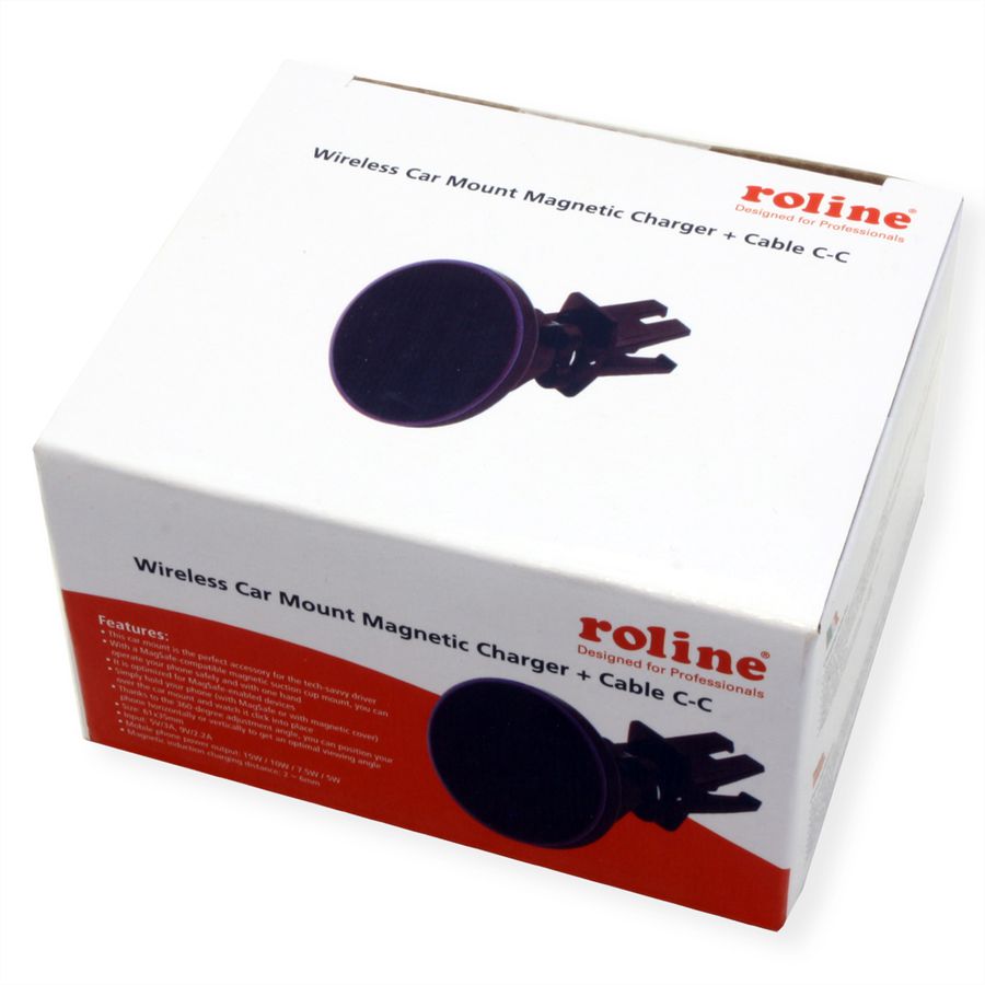 ROLINE Chargeur sans fil (15W) et support pour smartphone de voiture, induction