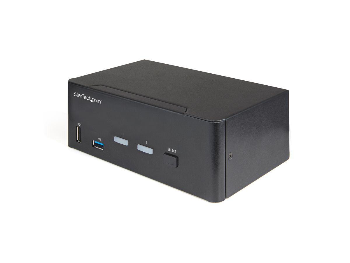 StarTech.com Commutateur KVM HDMI 2.0, 2 Ports, 2 Écrans - 4K 60Hz Ultra HDR - Commutateur KVM de Bureau 4K HDMI 2.0 avec Hub USB 3.0 à 2 Ports (5Gbps) & 4x USB 2.0 HID, Audio - Commutation par Touches - TAA