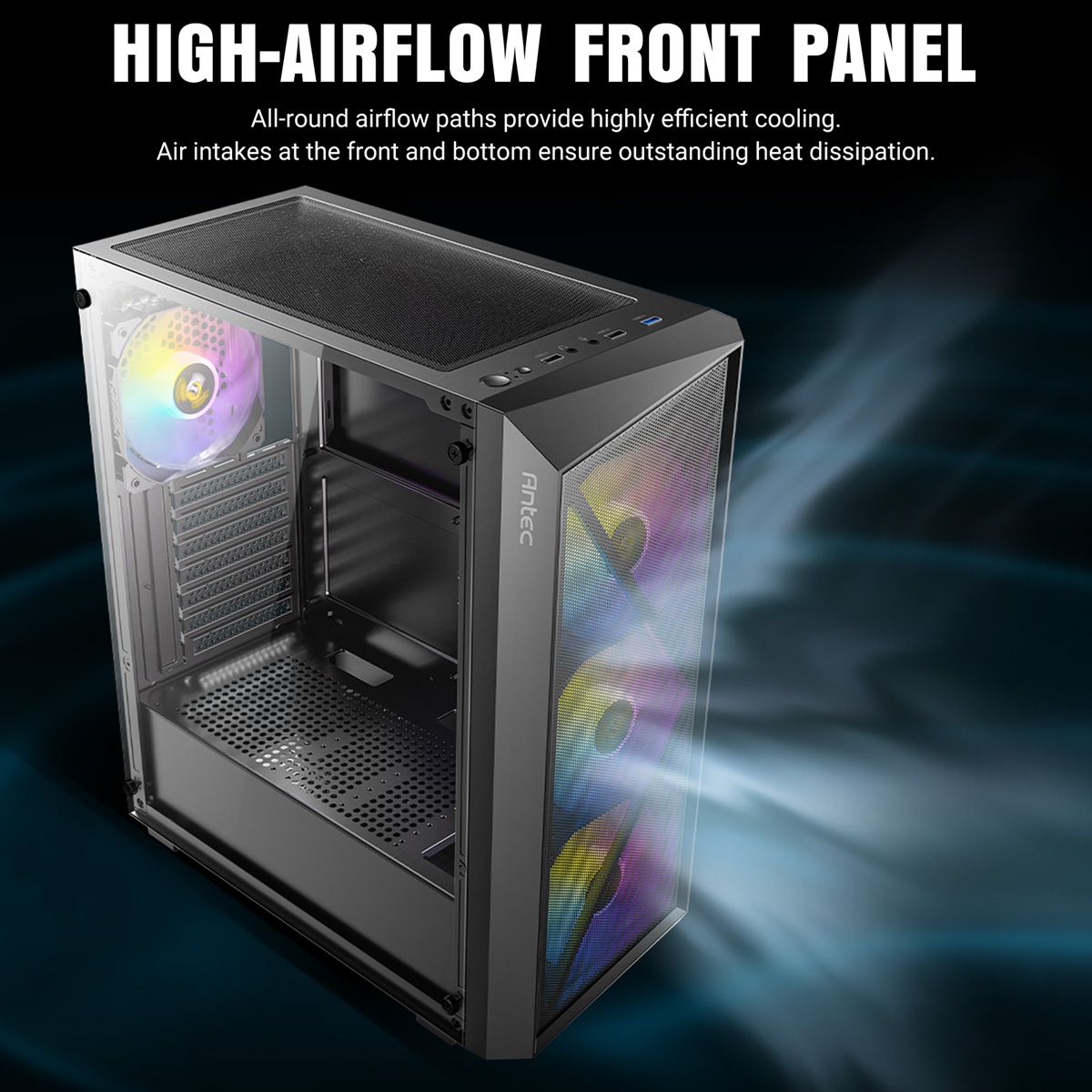 ANTEC AX67 ARGB Boîtier PC Midi Tower Gaming ATX, noir