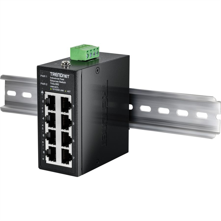 TRENDnet TI-ELC80 Mini switch industriel rail DIN, Fast Ethernet à 8 ports