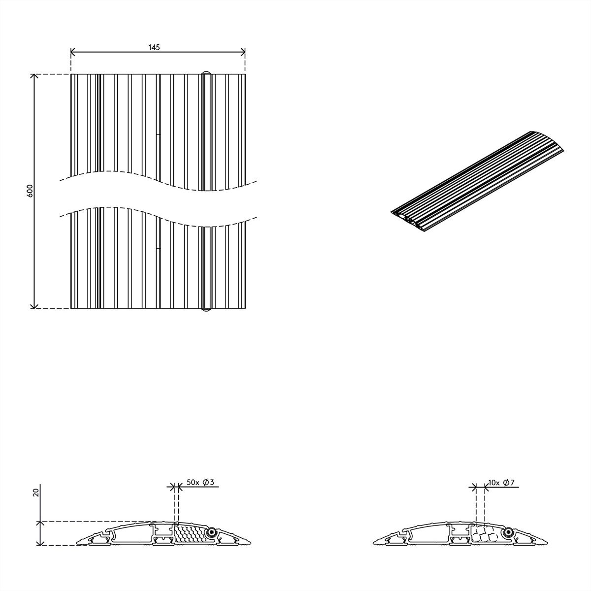 DATAFLEX Addit protège-câbles, droit 402, argent, 60 cm