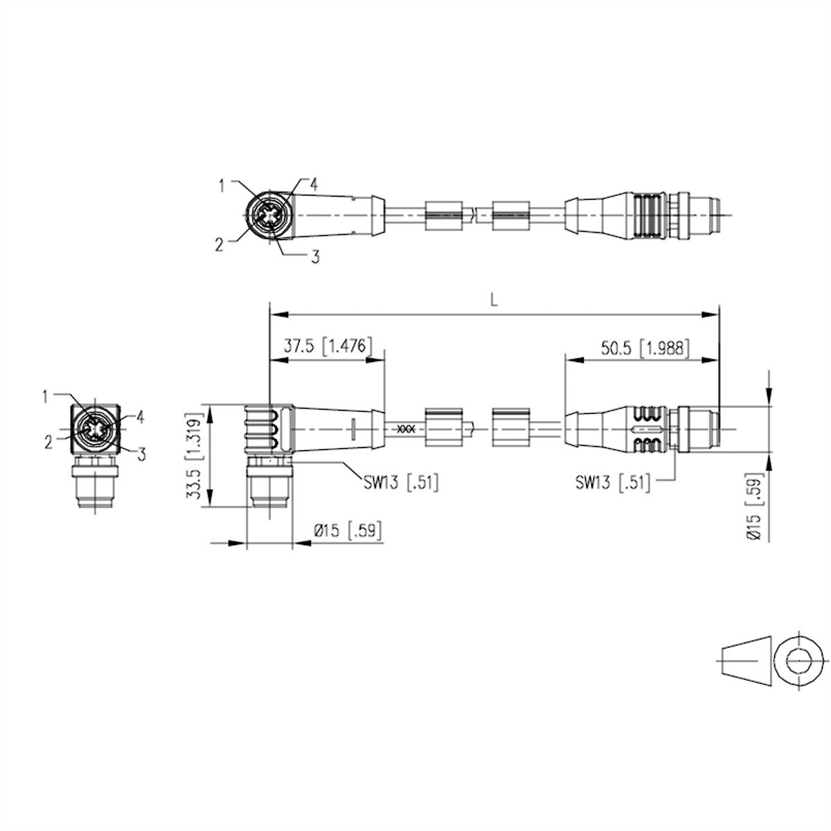 METZ CONNECT Câble Ethernet industriel M12, codage D, 2 m