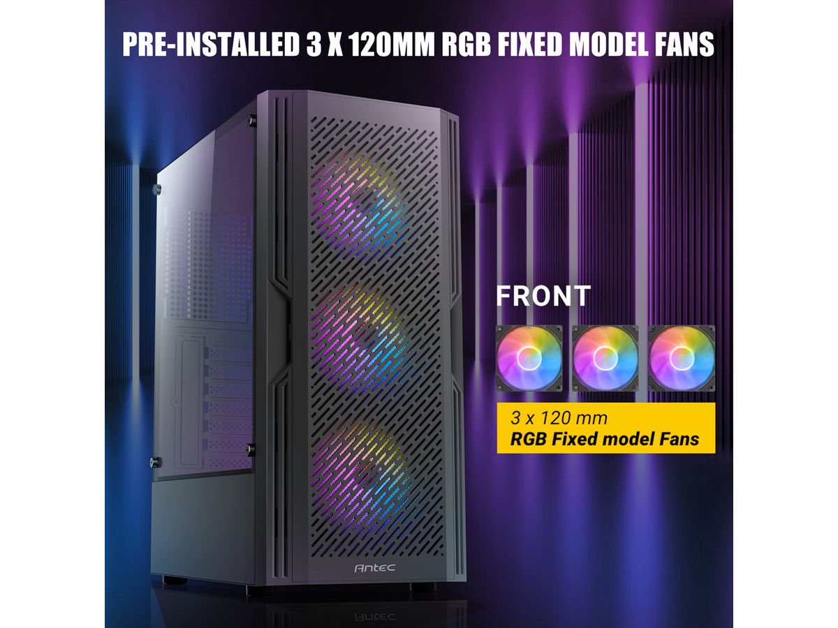 ANTEC AX20 Boîtier PC Midi Tower Gaming Noir ATX, noir