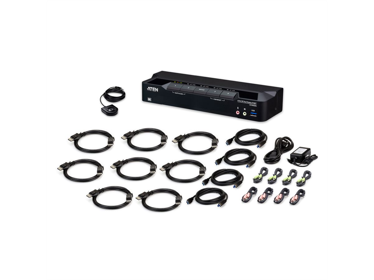 ATEN CS1944DPA Commutateur KVMP à 4 ports USB 3.0, DisplayPort 8K, double écran