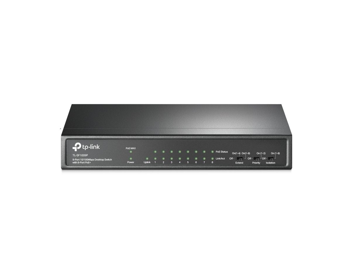 TP-Link TL-SF1009P commutateur réseau Non-géré Fast Ethernet (10/100) Connexion Ethernet, supportant l'alimentation via ce port (PoE) Noir