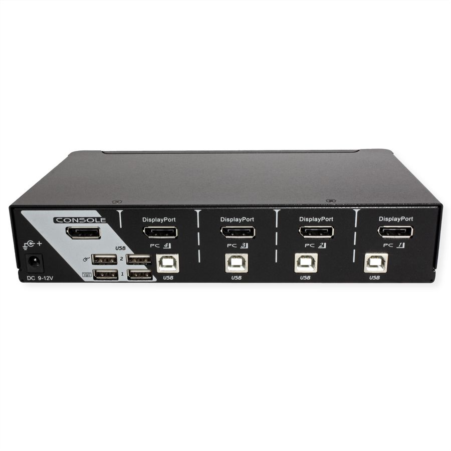 ROLINE Switch KVM, USB, DisplayPort, 1 Utilisateur - 4 PCs