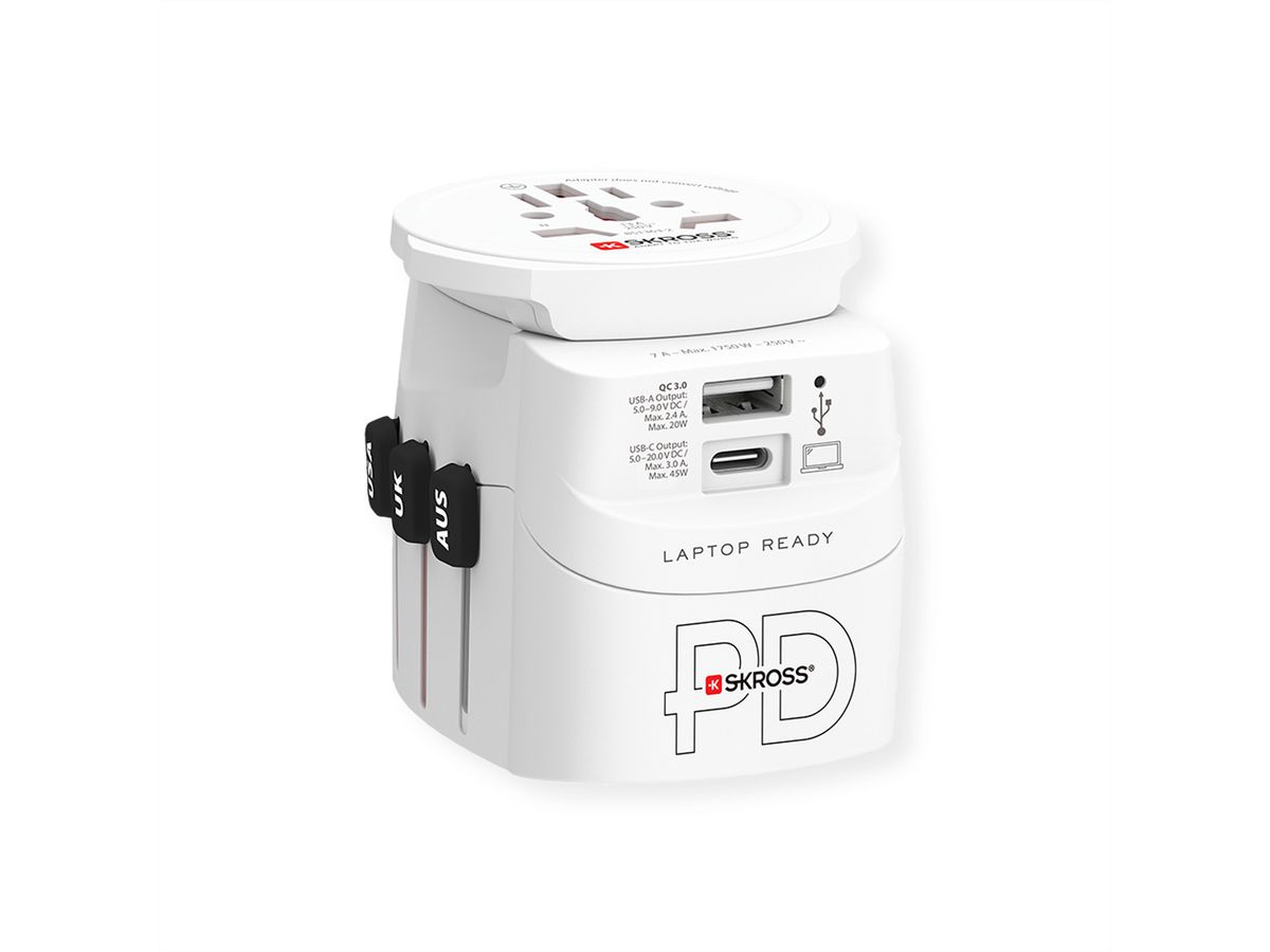 SKROSS Adaptateur de voyage PRO Light USB A/C 45PD World, monde