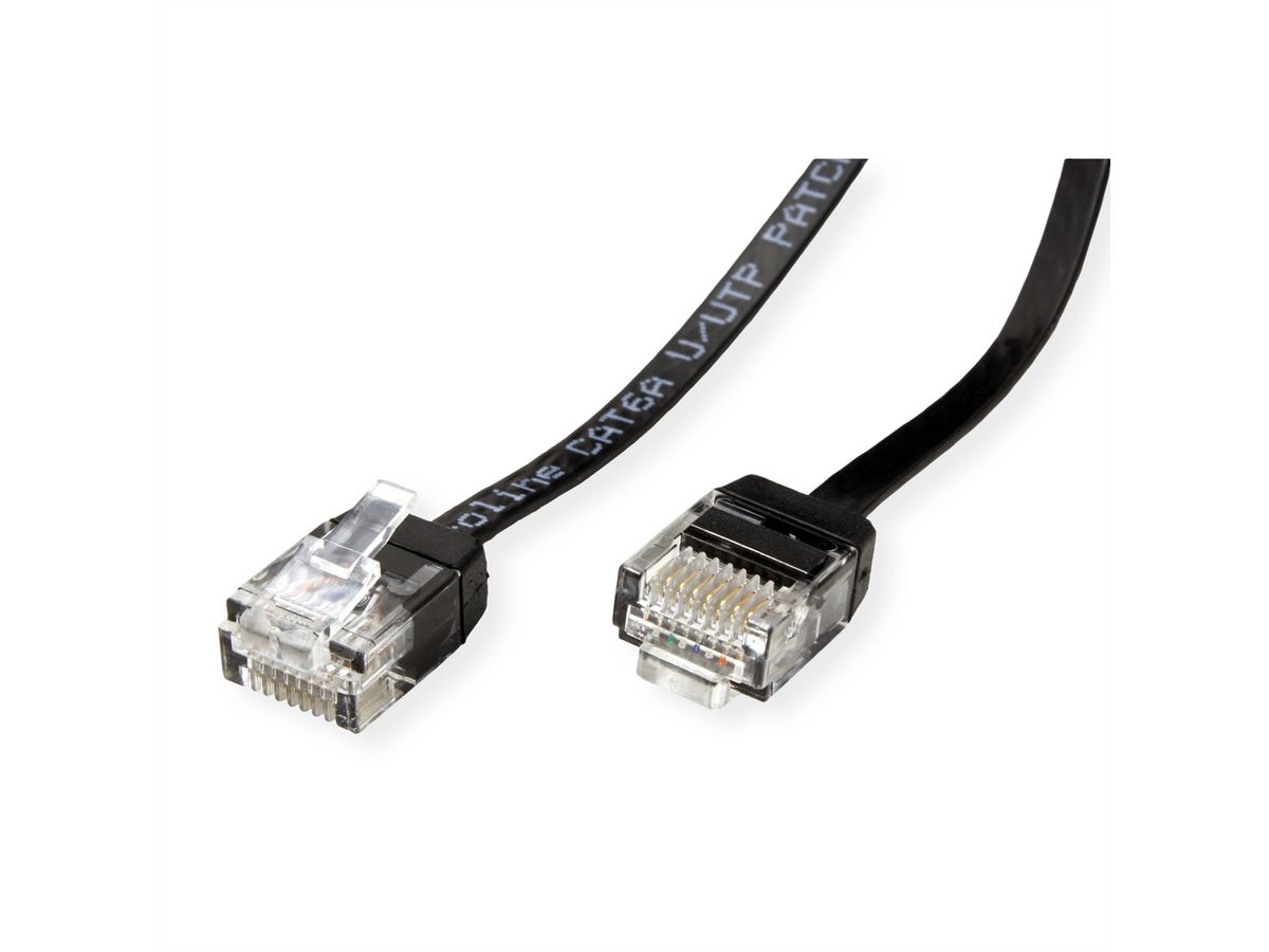 ROLINE Cordon Cat.6A (Classe EA) UTP, extra-plat, noir, 1 m