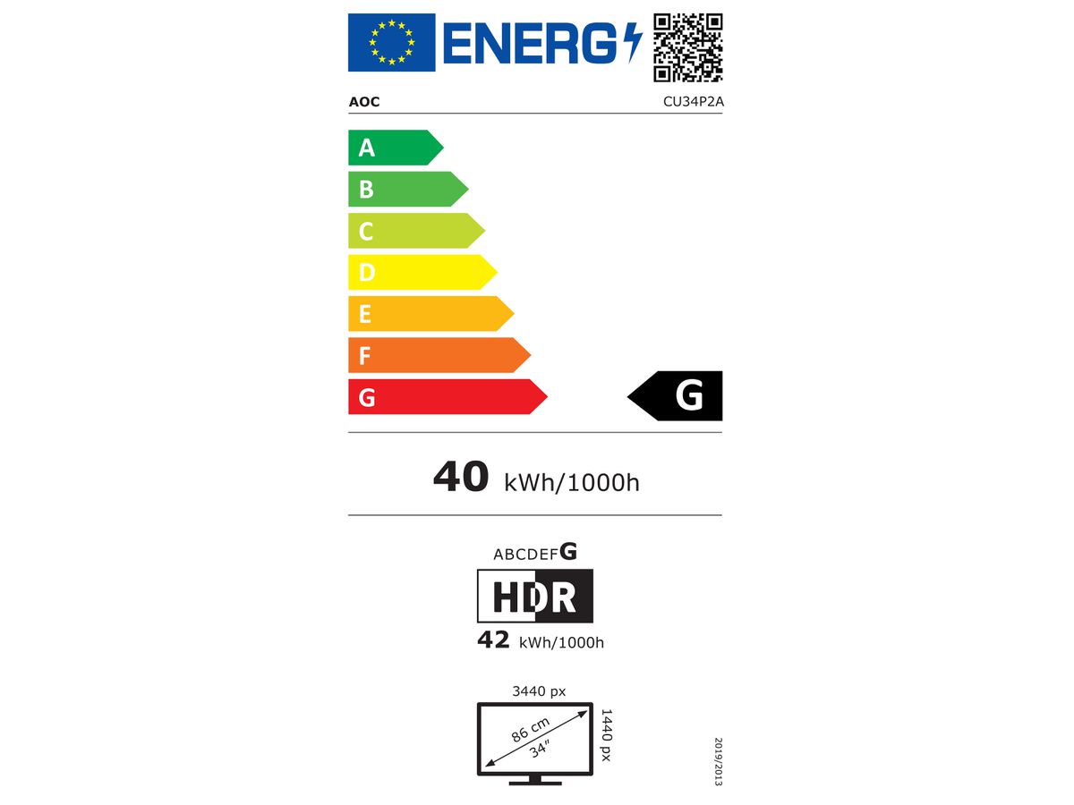 AOC P2 CU34P2A LED display 86,4 cm (34") 3440 x 1440 pixels Quad HD Noir