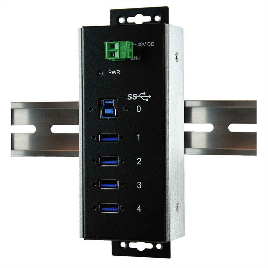 EXSYS EX-1185HMVS-WT Hub USB3.0 métal à 4 ports, Din, plage de -40°C à 85°C
