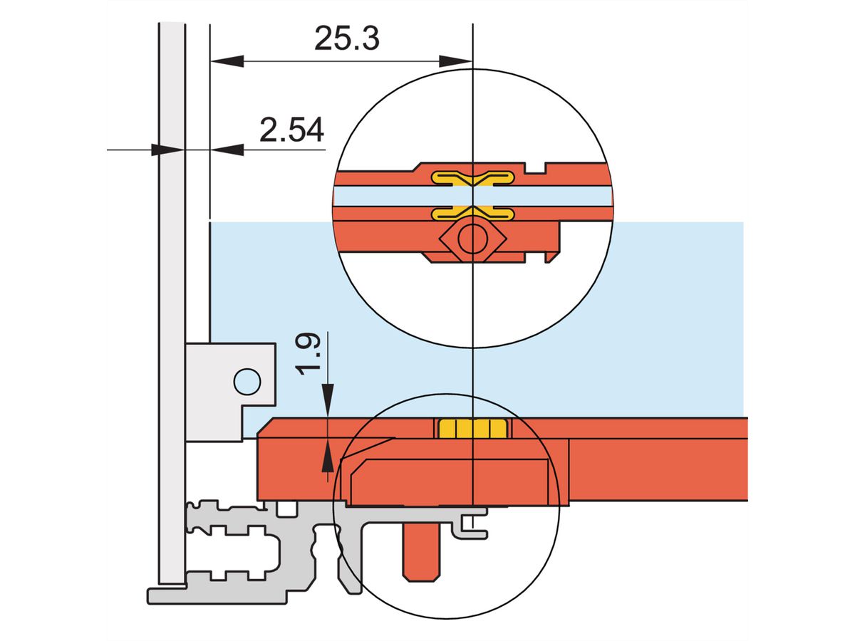 Clip ESD pour rail de guidage SCHROFF