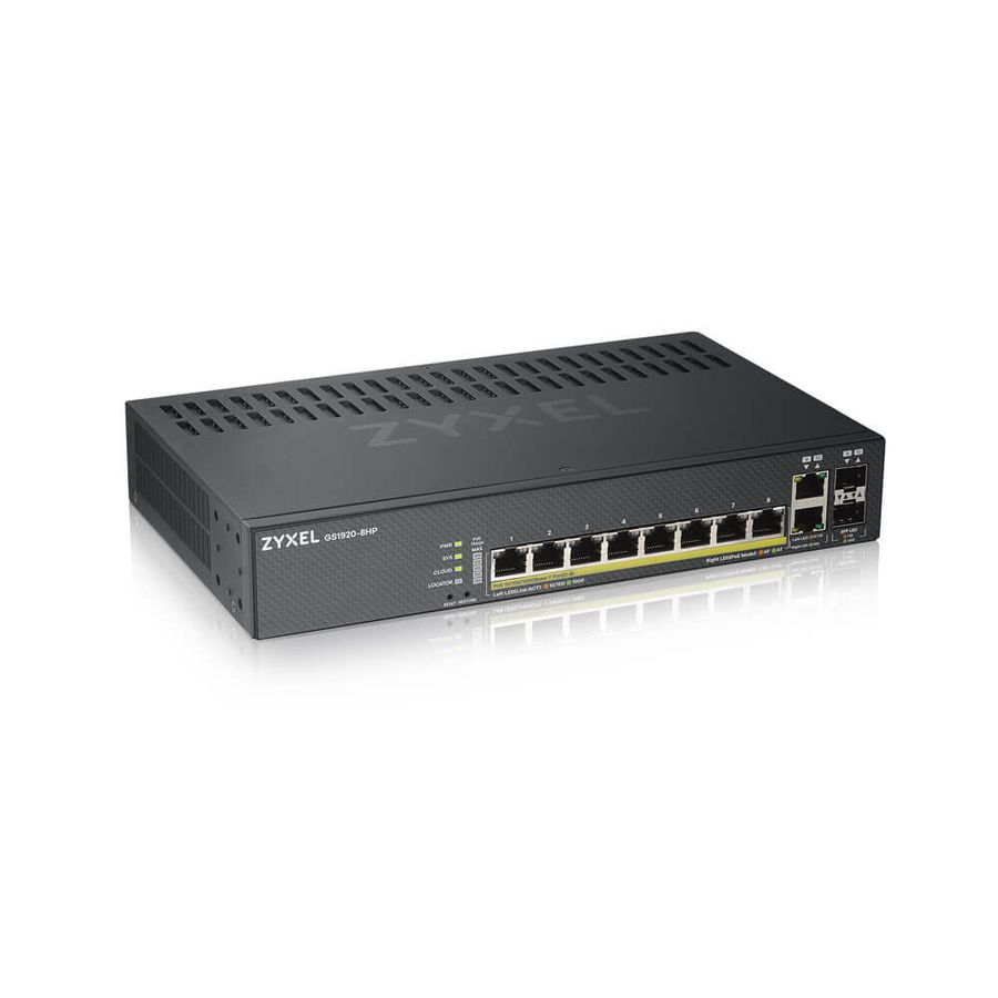 Zyxel GS1920-8HPV2 Géré Gigabit Ethernet (10/100/1000) Noir Connexion Ethernet, supportant l'alimentation via ce port (PoE)