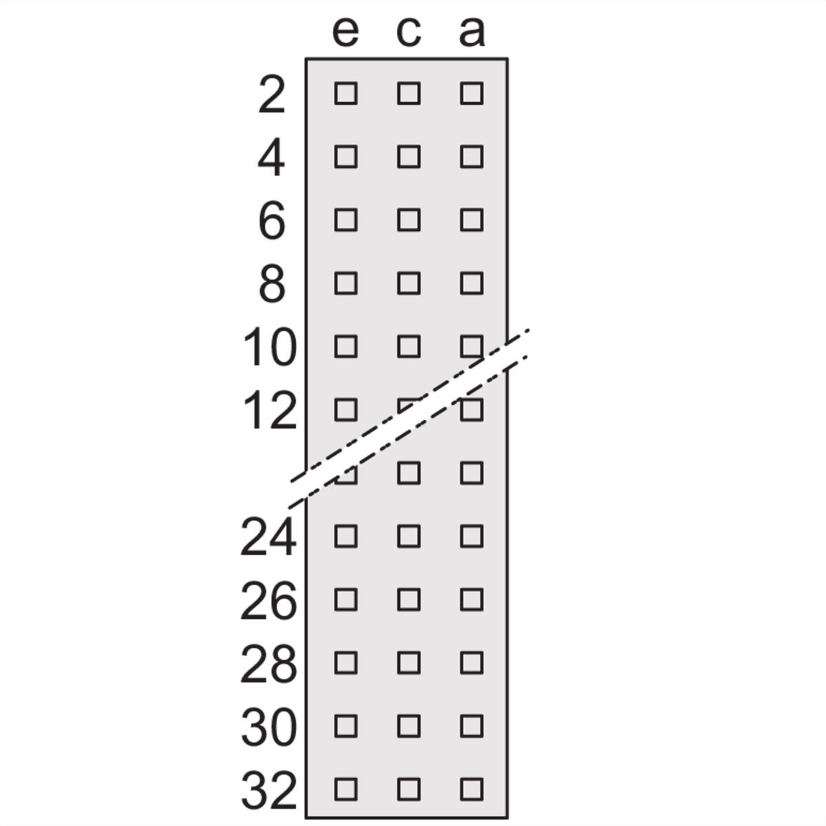 Connecteur SCHROFF de type E, EN 60603, DIN 41612, mâle, 48 contacts, broches à souder, 2.9 mm