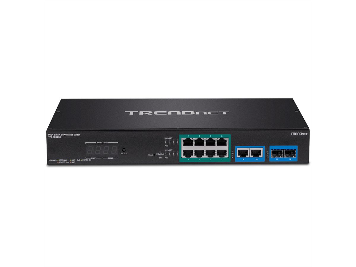 TRENDnet TPE-3012LS Switch 12 ports Gigabit PoE+ Smart Surveillance