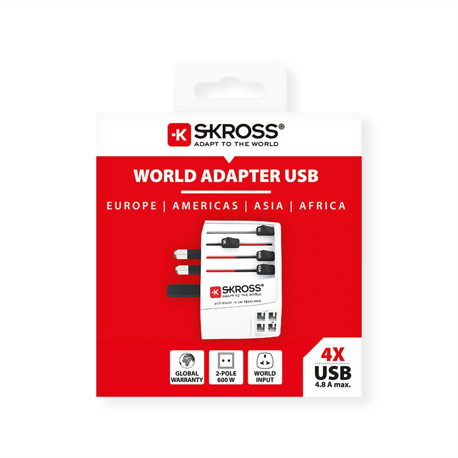 SKROSS Adaptateur de voyage universel MUV USB 4xA, monde