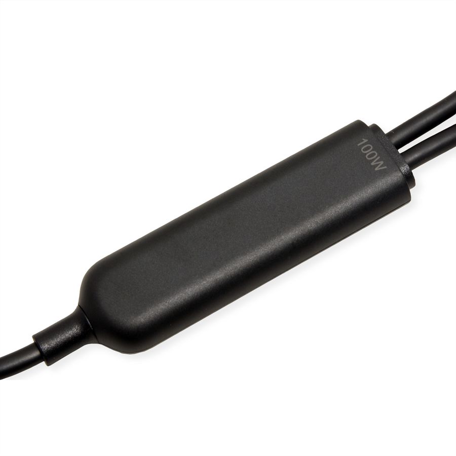 VALUE Câble de chargement USB2.0 en Y, Type C vers 2x C, M/M, max. 100W, noir, 1,8 m