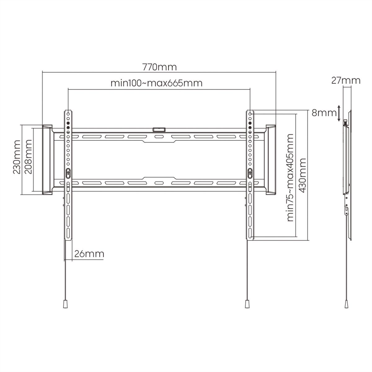 VALUE Support mural pour écran, < 75 kg, (VESA 600x400)