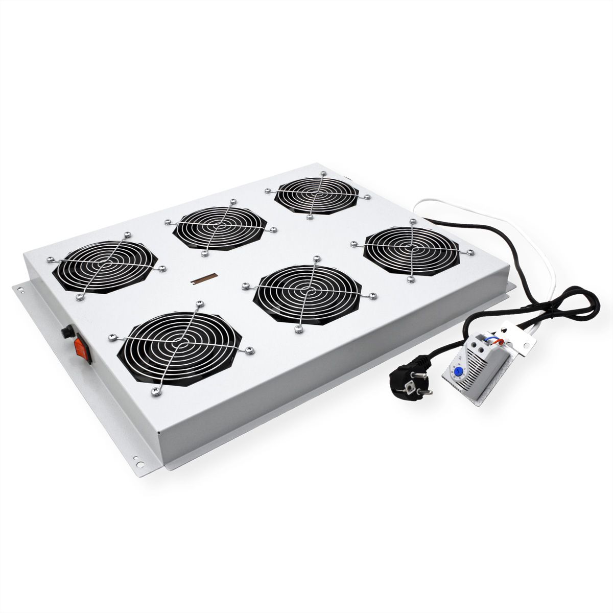 ROLINE 19" Unité de ventilation de toit, 6 ventilateurs, Thermostat pour baie serveur, grise