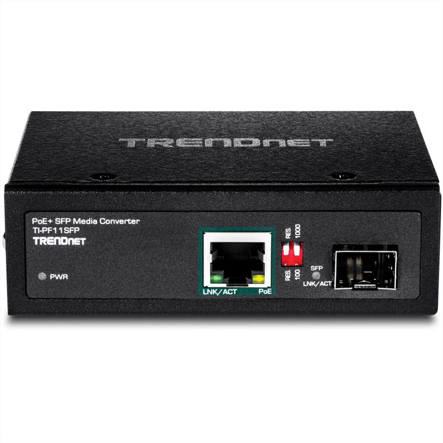 TRENDnet TI-PF11SFP Convertisseur de média PoE+ SFP vers Gigabit industriel