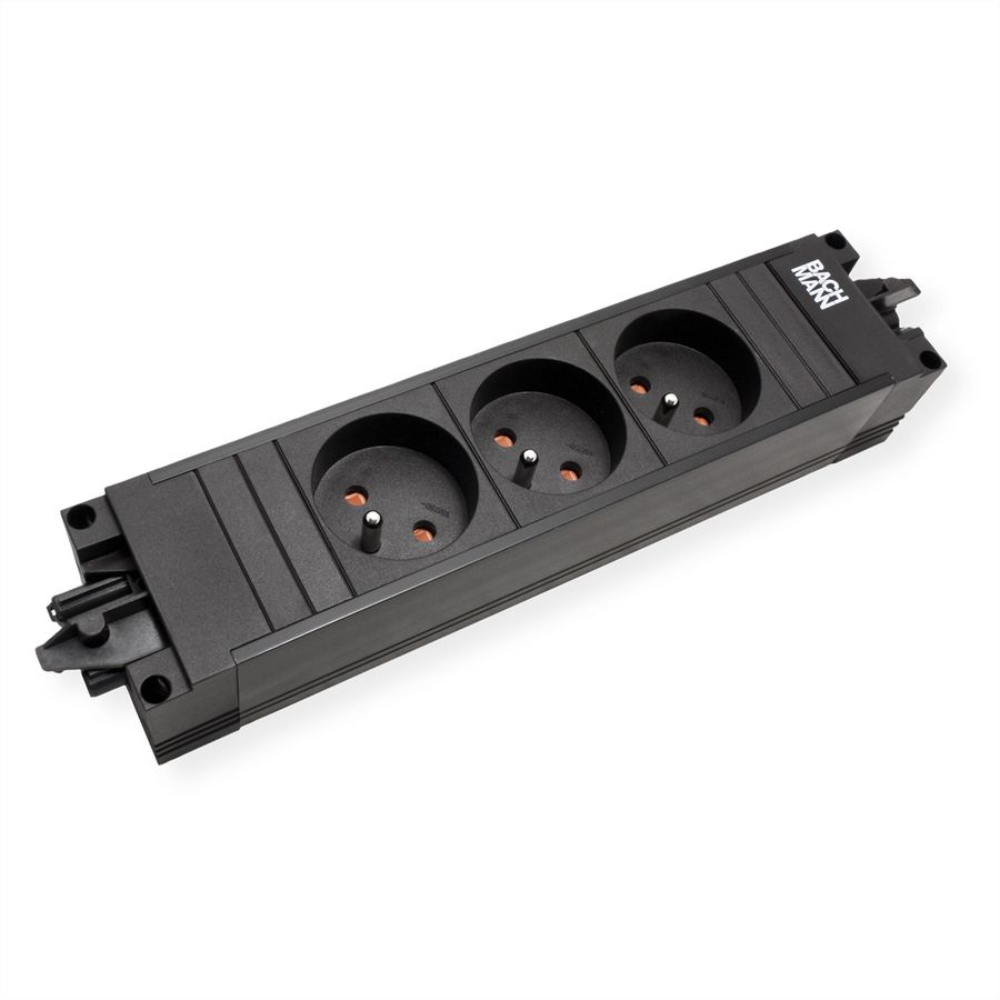 BACHMANN STEP BASE 3xUTE GST18, Fiche à contact de protection CEE 7/7 C19 0,5m, noir