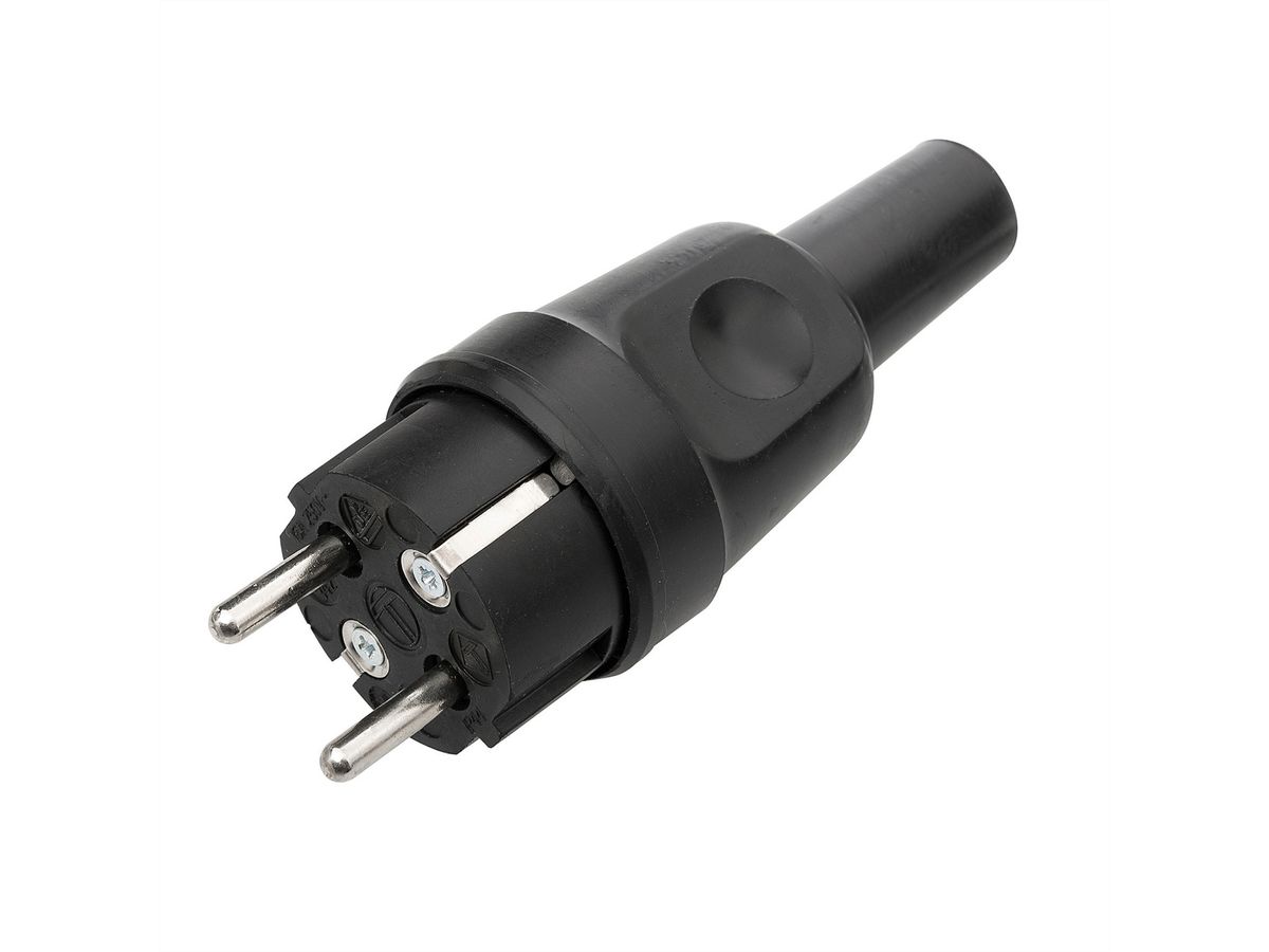 BACHMANN Fiche de contact de protection lourde, Caoutchouc plein noir