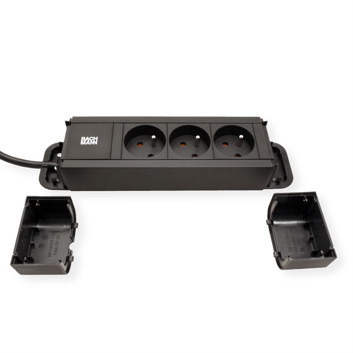 BACHMANN PRIMO2 Prise multiple 3x UTE, aluminium, noir, 2 m