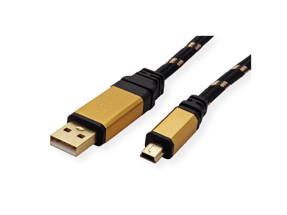 ROLINE GOLD Câble USB 2.0, type A - mini 5- broches, 0,8 m