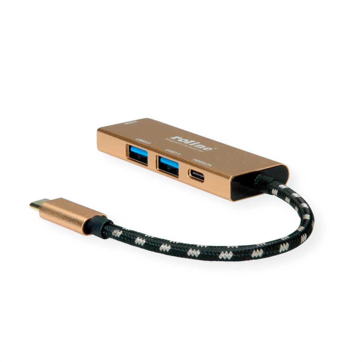 ROLINE GOLD Station d'accueil USB-C, 4K HDMI, 2 ports USB 3.2 Gen 1, 1x USB type C PD (Power Delivery)