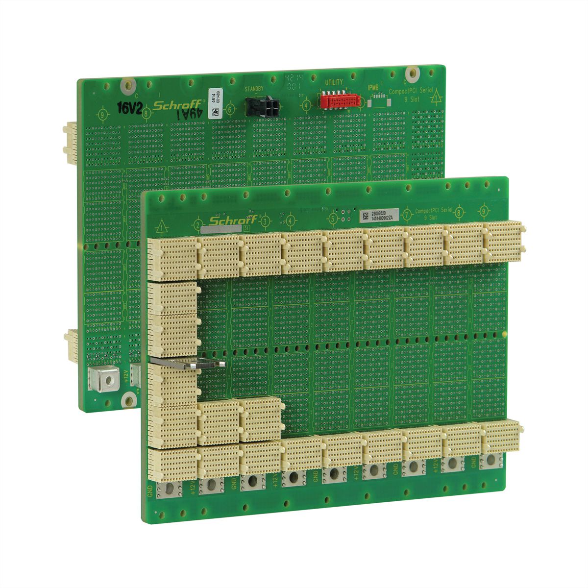 Carte-mère série CPCI SCHROFF, 3 U, 9 slots, System Slot Left, Single Star, sans RIO