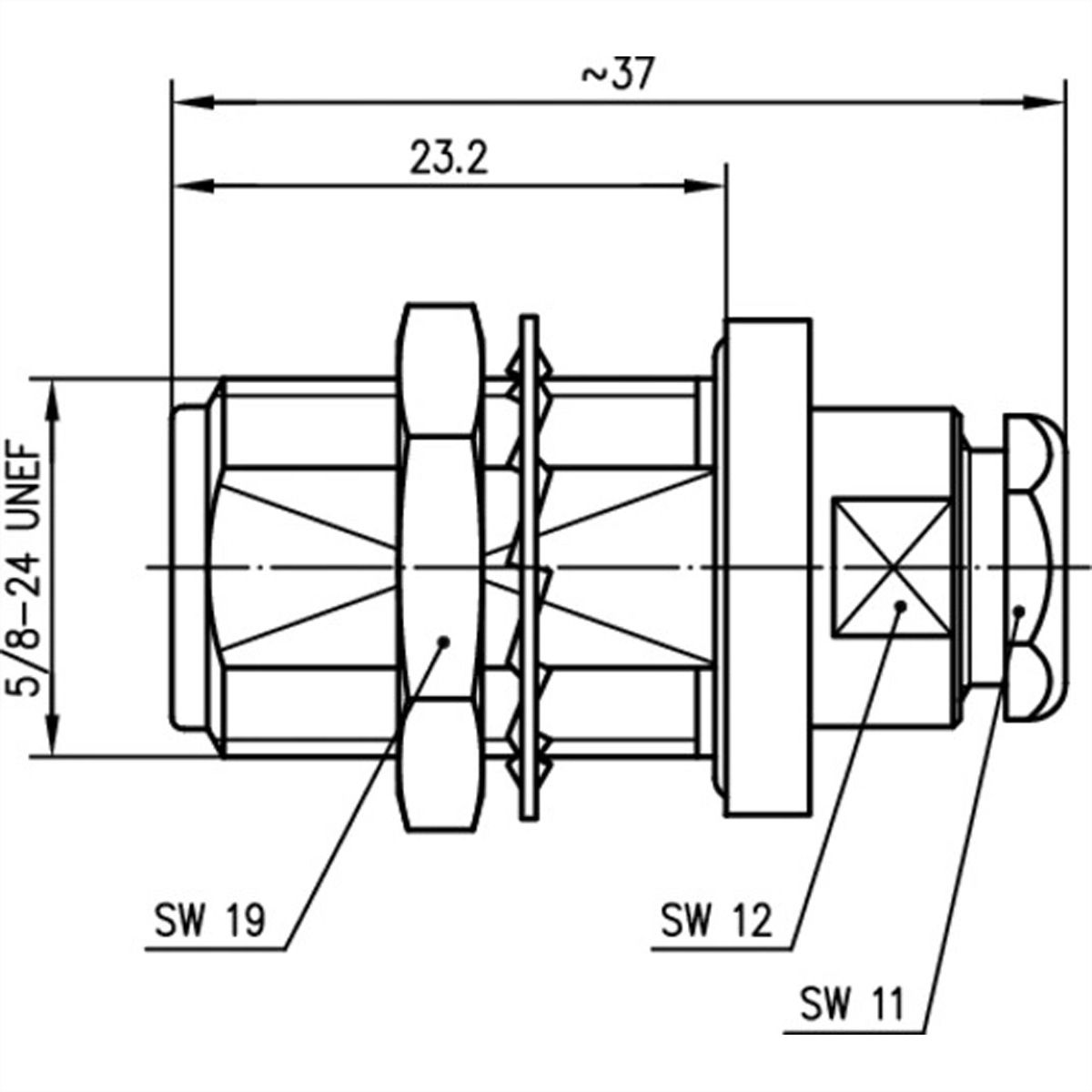 TELEGÄRTNER Douille de montage de câble N pour RG-58C/U, Raccord MIL