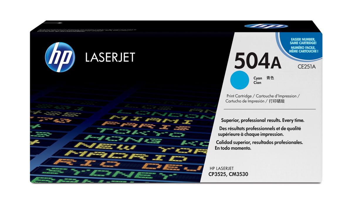 HP 504A toner LaserJet cyan authentique