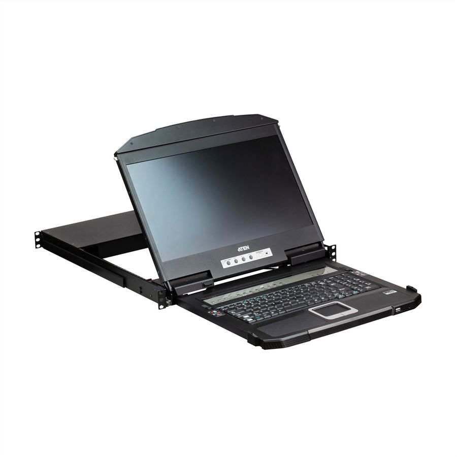 ATEN CL3884NW Commutateur KVM HDMI multivue LCD de 18,5" à deux rails USB 4 ports, FR-Layout