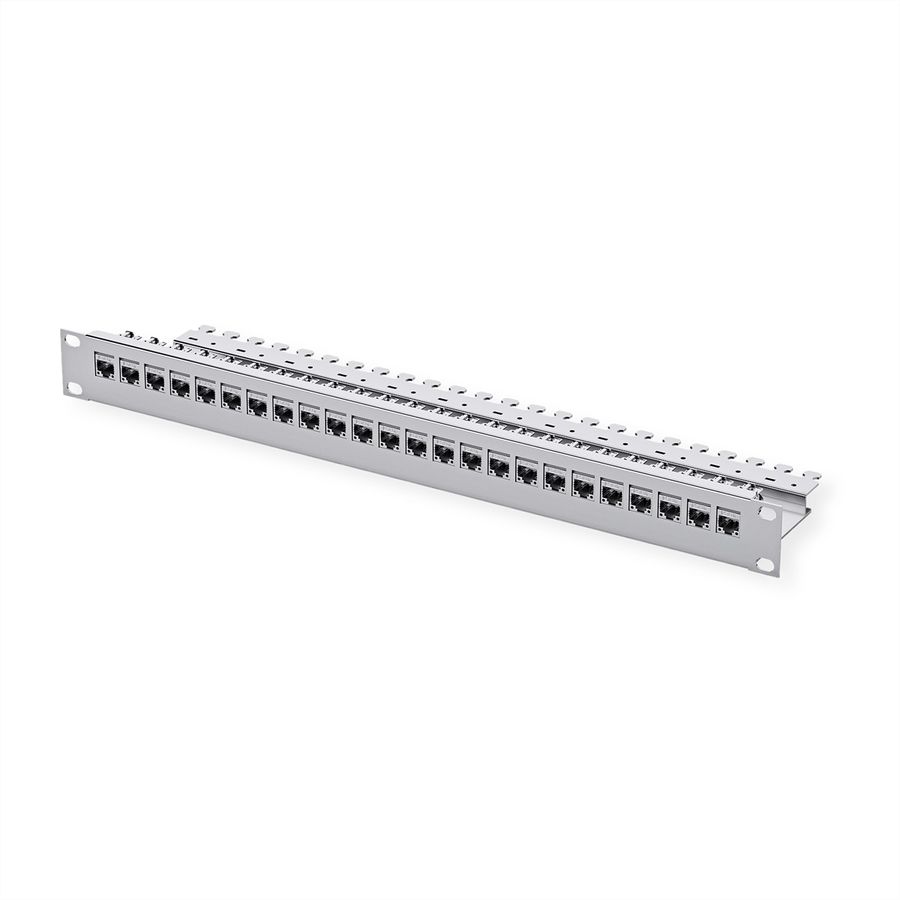 Porte modules 19" de 1U équipé de 24 modules AMJ-SL Cat.6A (Classe EA) (ISO/IEC), gris