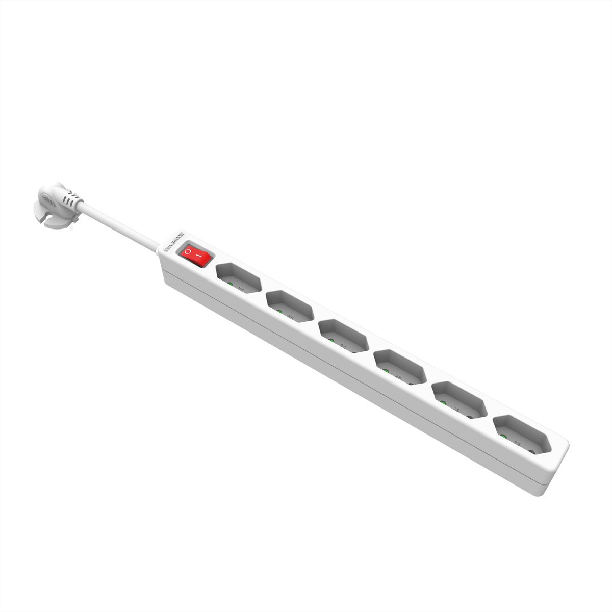 VALUE Multiprise 6 ports type Euro, avec interrupteur et fiches profilées, blanc, 2 m