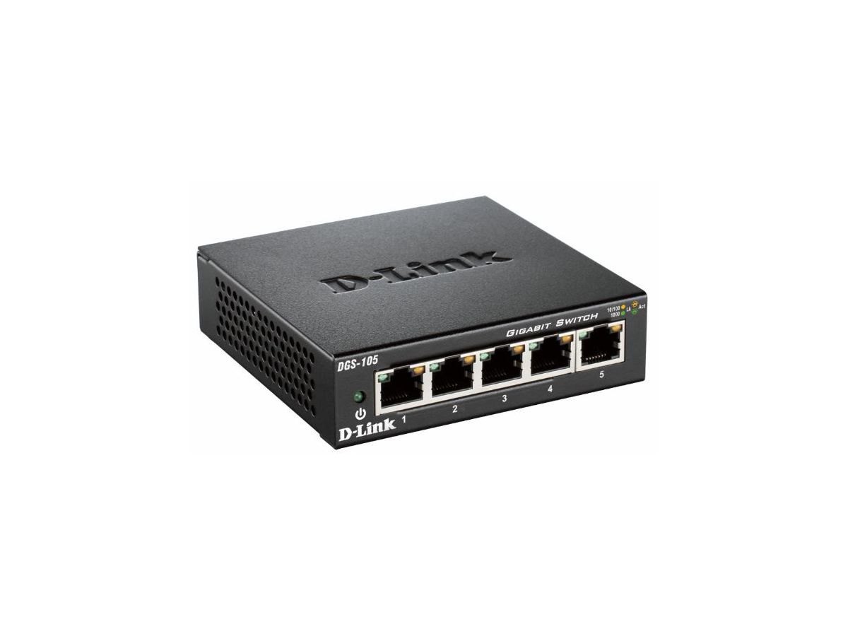 D-Link DGS-105 Unmanaged network switch Noir commutateur réseau