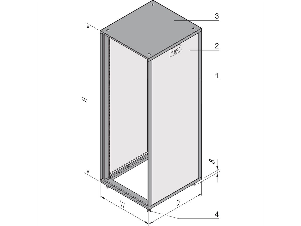 Armoire Novastar SCHROFF sans porte ni panneau arrière, Heavy-Duty, RAL 7021, 1745H 553W 800D