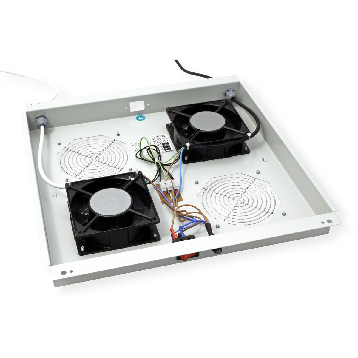 ROLINE 19" Unité de ventilation pour toit, 2 ventilateurs, thermostat, gris