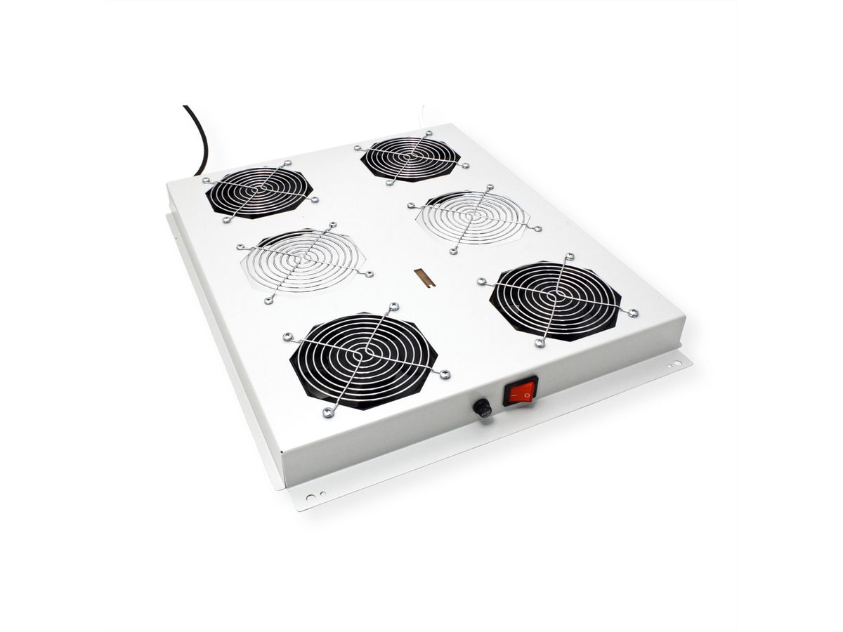ROLINE 19" Unité de ventilation de toit, 4 ventilateurs, Thermostat pour baie serveur, grise