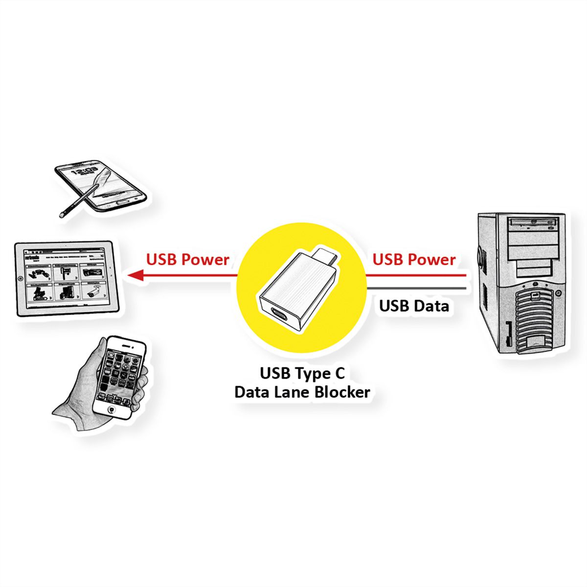 ROLINE Protecteur de données USB, type C-C