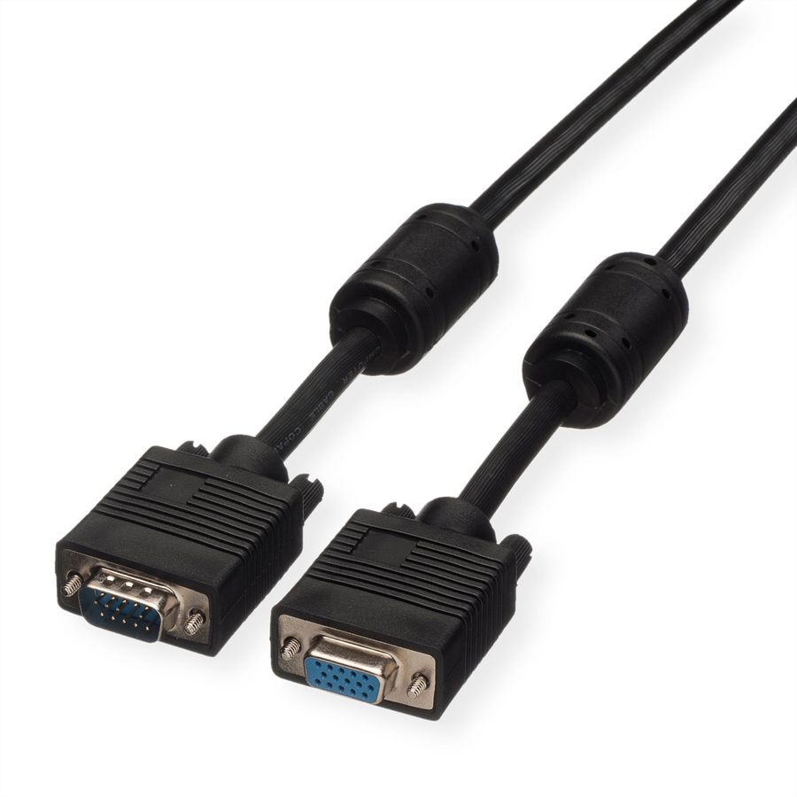 ROLINE SVGA HD15 M/HD15 F avec noyaux de ferrite, 2 m