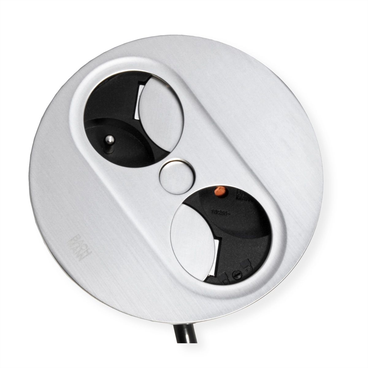 BACHMANN TWIST 2 2xUTE 2,0m AEH aspect inox rond, mesure p.Ph.3mH05VV-F 5G4 CEE3x32A Lan