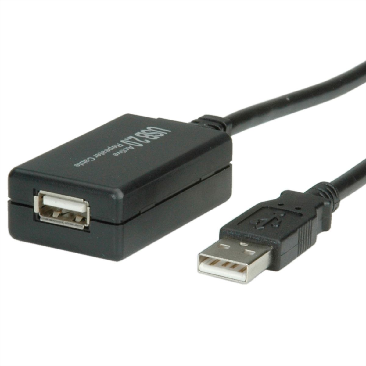VALUE USB Prolongation active 2.0 avec Repeater, noir, 12 m