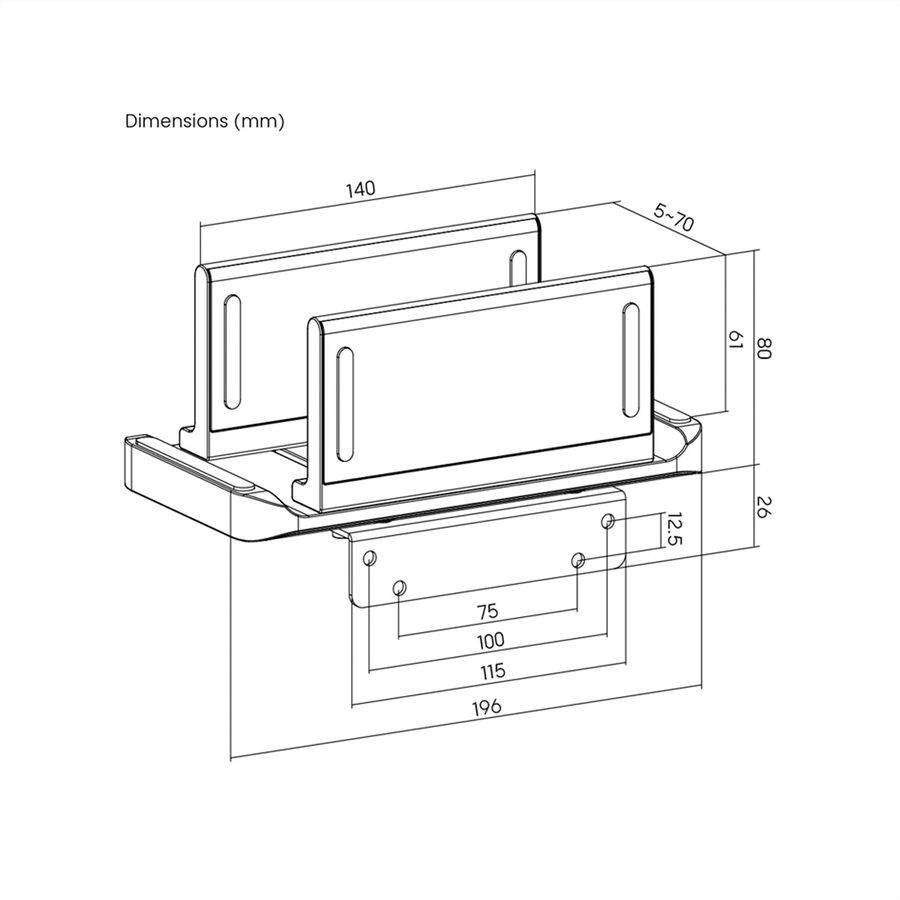 ROLINE Support CPU multifonctionnel, pour NUC / Mini PC / Thin Client