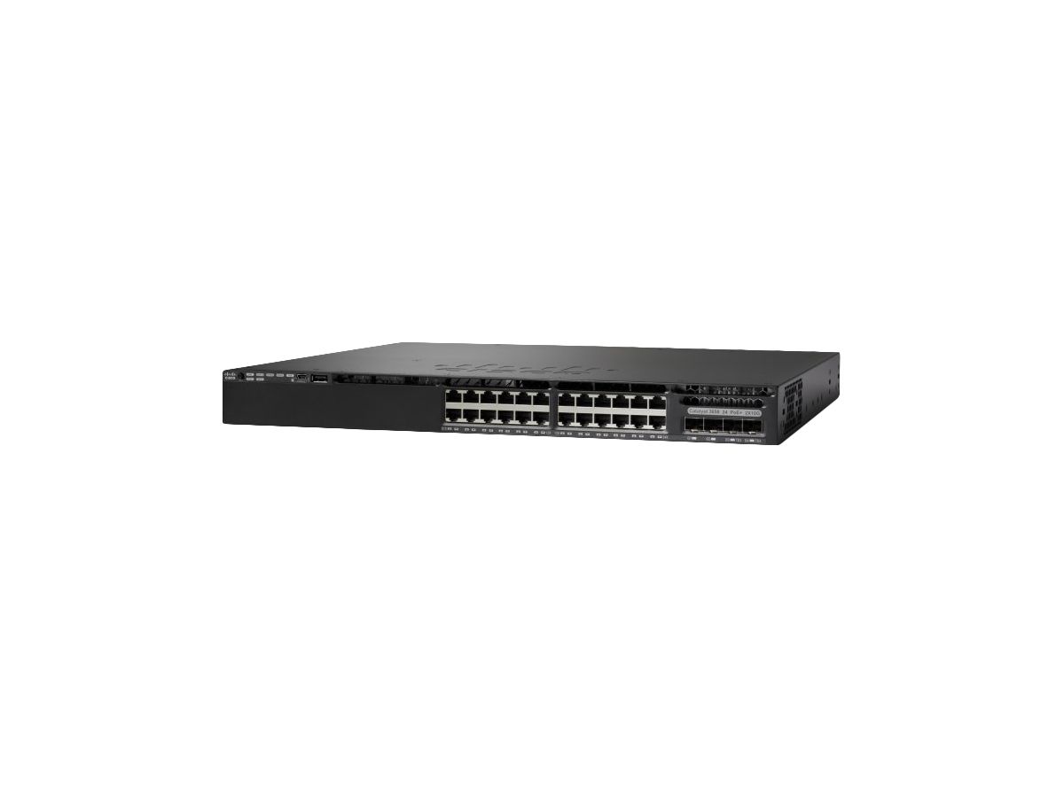 Cisco Catalyst C3650-24PD-L, Refurbished Géré L3 Gigabit Ethernet (10/100/1000) Connexion Ethernet, supportant l'alimentation via ce port (PoE) 1U Noir