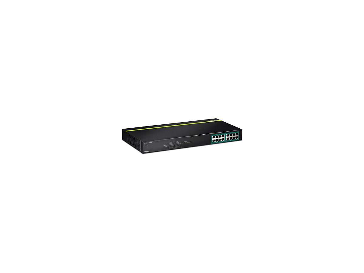 Trendnet TPE-TG160G commutateur réseau Non-géré L2 Gigabit Ethernet (10/100/1000) Noir 1U Connexion Ethernet, supportant l'alimentation via ce port (PoE)