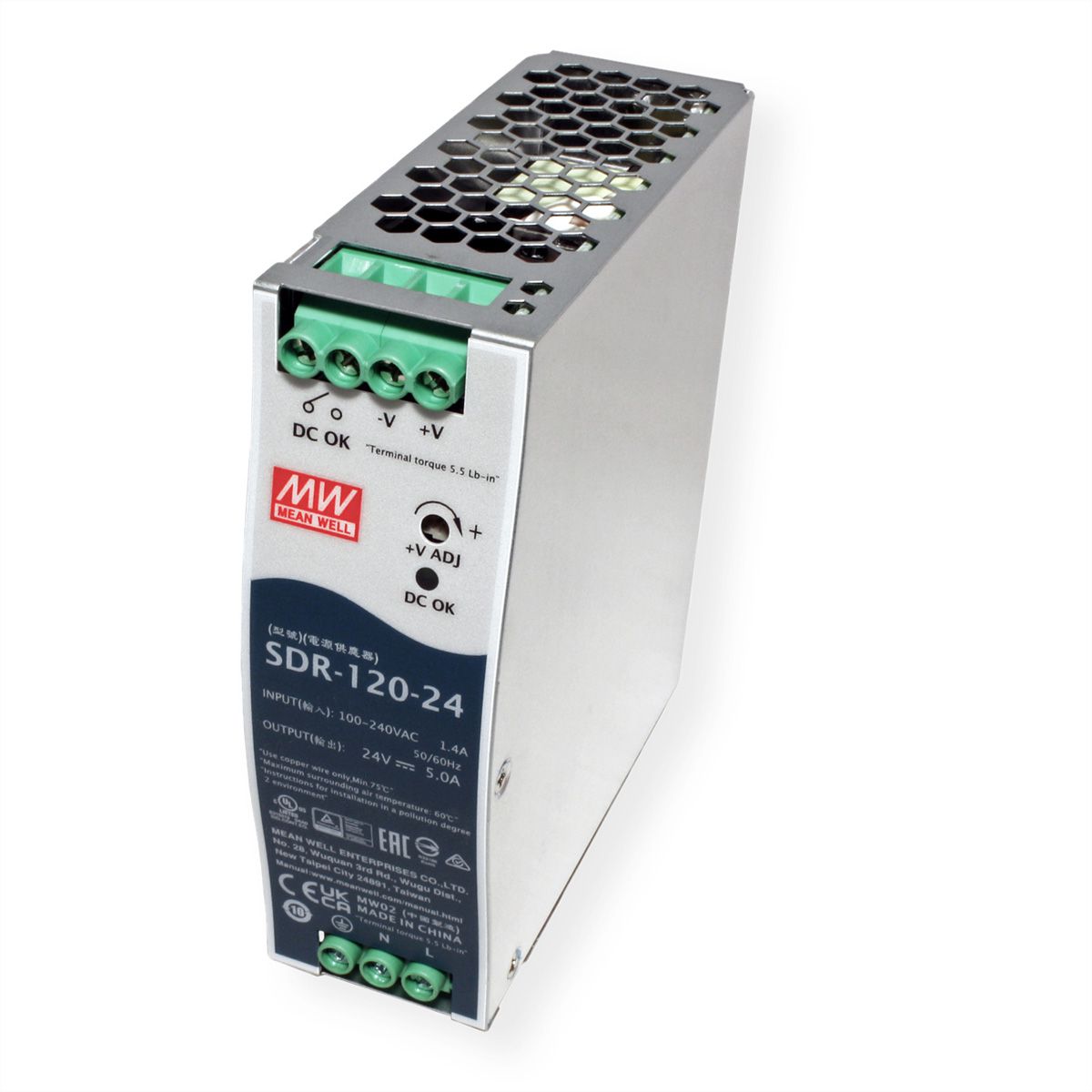 Mean Well SDR-120-24  Alimentation Glissières DIN 120W 24V DC
