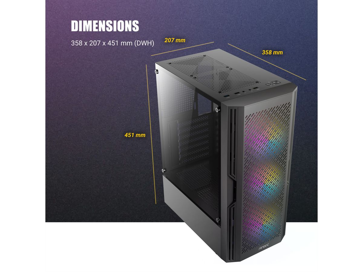 ANTEC AX20 Boîtier PC Midi Tower Gaming Noir ATX, noir