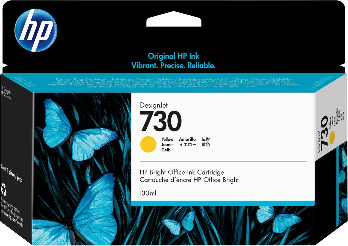 HP Cartouche d’encre 730 DesignJet jaune, 130 ml